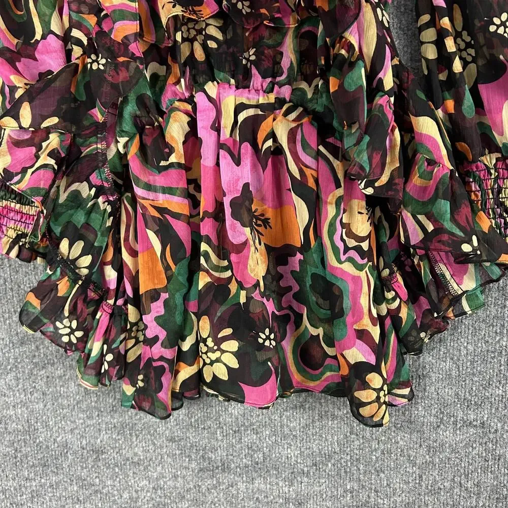Misa Los Angeles Dress XS Gianna Floral Mini Groove Retro Multicolor Artsy Boho - Picture 14 of 16